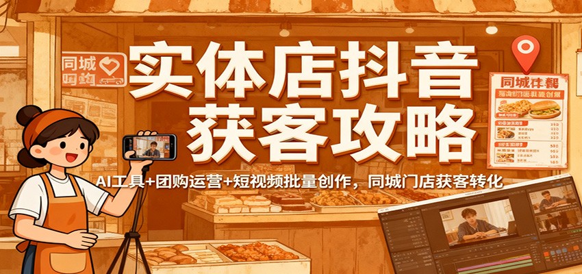 实体店抖音获客攻略:AI工具+团购运营+短视频批量创作,同城门店获客转化-九才资源网