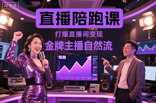 直播陪跑课,金牌主播自然流打爆直播间,复制高变现玩法-九才资源网