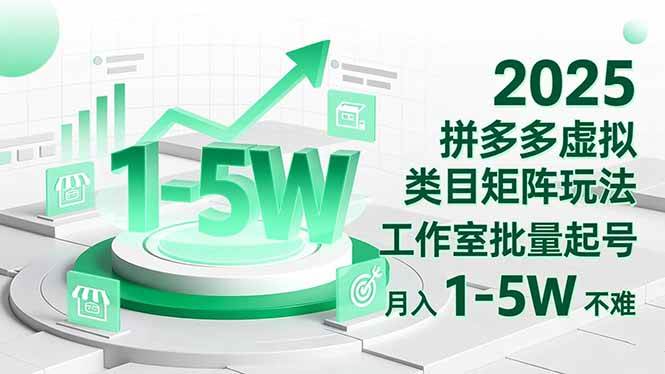 (16548期)2025 拼多多虚拟类目矩阵玩法,工作室批量起号,月入 1-5W 不难-九才资源网