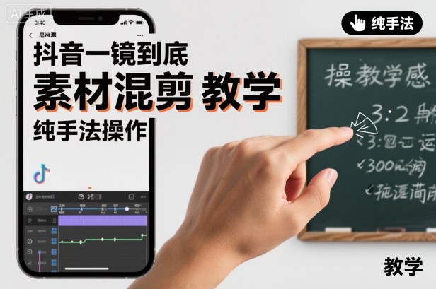 抖音一镜到底素材混剪教学,纯手法操作-九才资源网