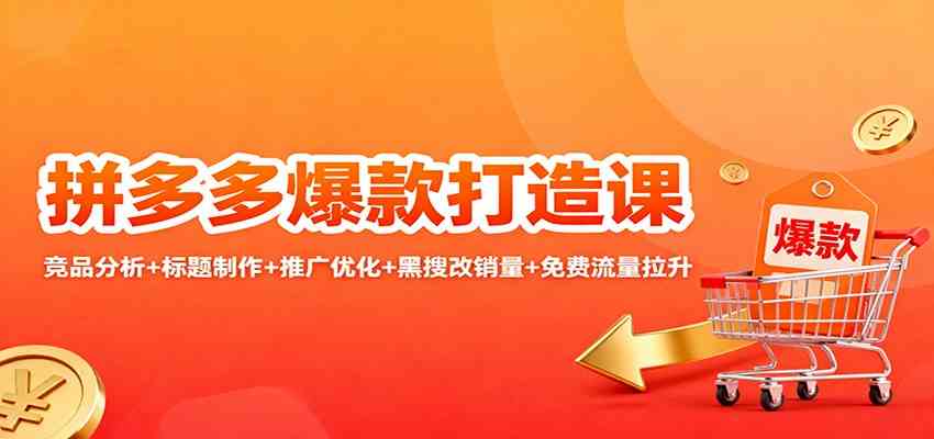 拼多多爆款打造课:竞品分析+标题制作+推广优化+黑搜改销量+免费流量拉升-九才资源网