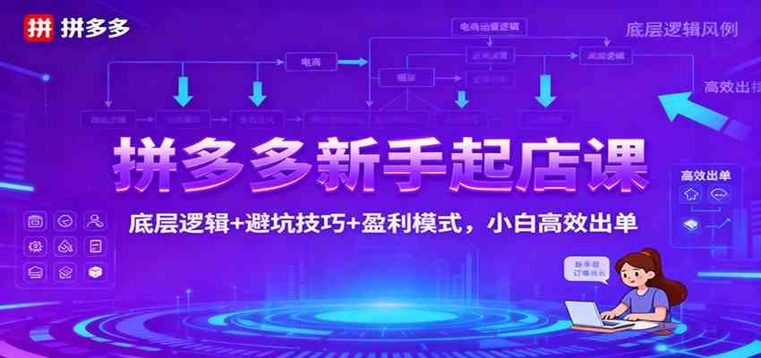 拼多多新手起店课:底层逻辑+避坑技巧+盈利模式,小白高效出单-九才资源网