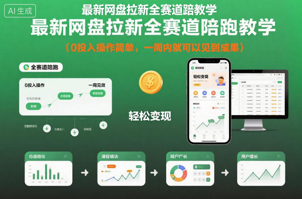 最新网盘拉新全赛道陪跑教学,0投入操作简单,一周内就可以见到成果-九才资源网