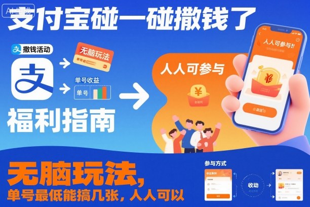 支付宝碰一碰撒钱了,无脑玩法,单号最低能搞几张,人人可以撸【揭秘】-九才资源网