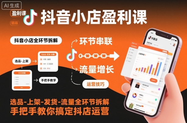 抖音小店盈利课-选品-上架-发货-流量全环节拆解,手把手教你搞定抖店运营-九才资源网
