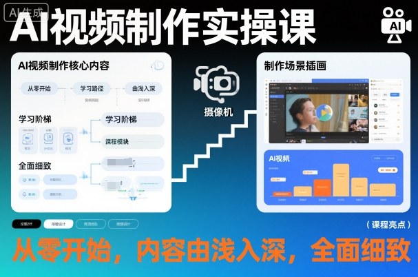 AI视频制作实操课,从零开始,内容由浅入深,全面细致-九才资源网