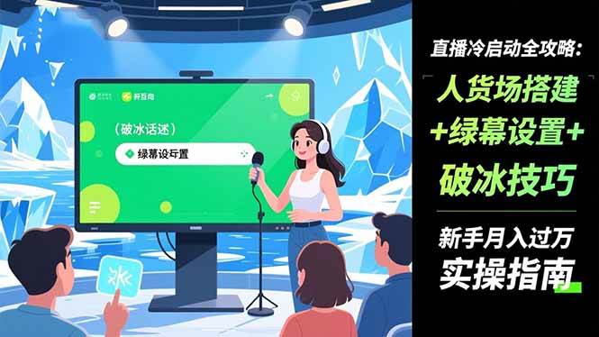 (16605期)直播冷启动全攻略:人货场搭建+绿幕设置+破冰技巧,新手月入过万实操指南-九才资源网