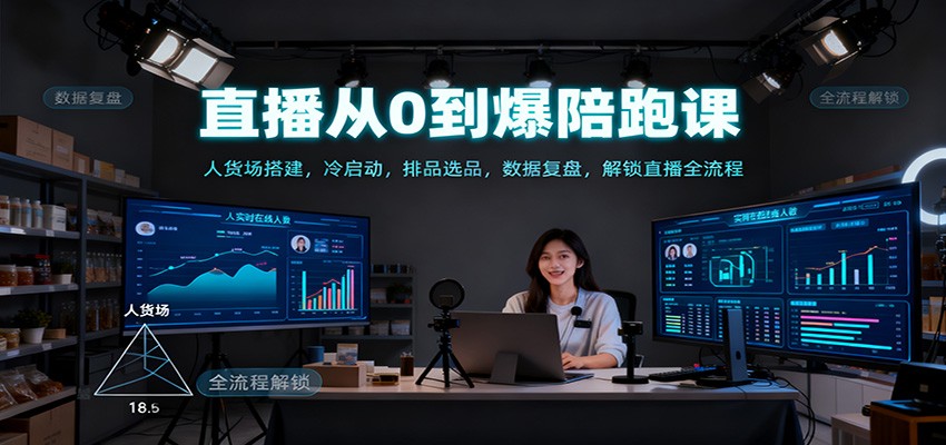 直播从0到爆陪跑课:人货场搭建,冷启动,排品选品,数据复盘,解锁直播全流程-九才资源网