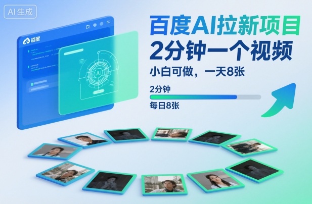 百度AI拉新项目,2分钟一个视频,小白可做,一天8张【附案例+保姆级教程】-九才资源网