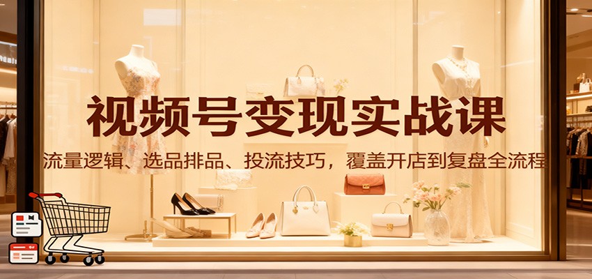 视频号变现实战课:流量逻辑、选品排品、投流技巧,覆盖开店到复盘全流程-九才资源网