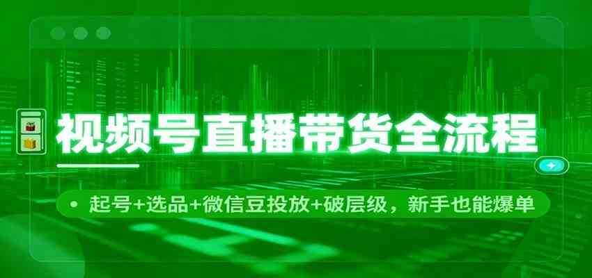 视频号直播带货全流程:起号+选品+微信豆投放+破层级,新手也能爆单-九才资源网
