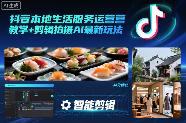 抖音本地生活服务运营教学+剪辑拍摄AI最新玩法-九才资源网