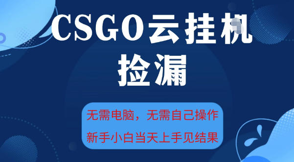 CSGO云挂G全自动捡漏,最新独家玩法,无需电脑操作,新手小白日入5张+【揭秘】-九才资源网