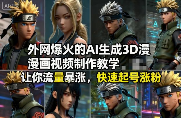 外网爆火的AI生成3D漫画视频制作教学,让你流量暴涨,快速起号涨粉!-九才资源网
