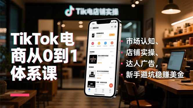 (16818期)TikTok电商从0到1体系课,市场认知、店铺实操、达人广告,新手避坑稳赚美金-九才资源网