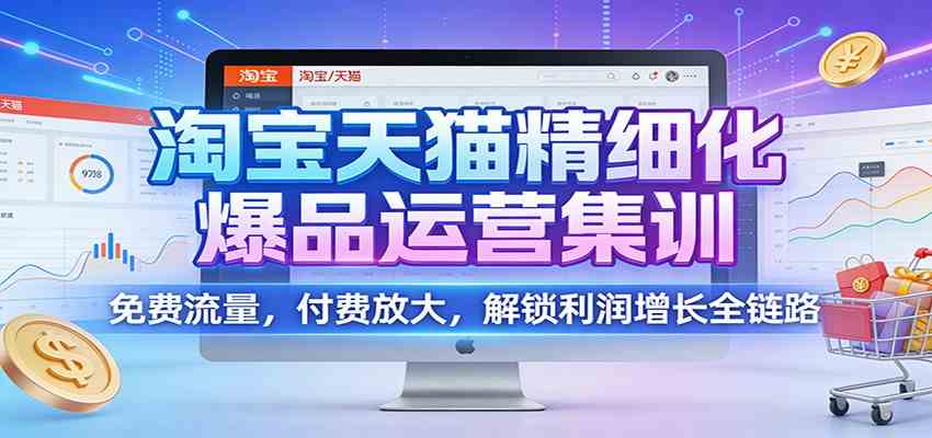 淘宝天猫精细化爆品运营集训:免费流量,付费放大,解锁利润增长全链路-九才资源网