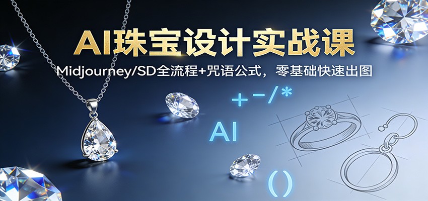 AI珠宝设计实战课:Midjourney/SD全流程+咒语公式,零基础快速出图-九才资源网