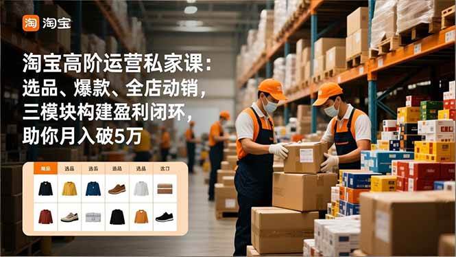 (16865期)淘宝高阶运营私家课:选品、爆款、全店动销,三模块构建盈利闭环,助你月入破5万-九才资源网