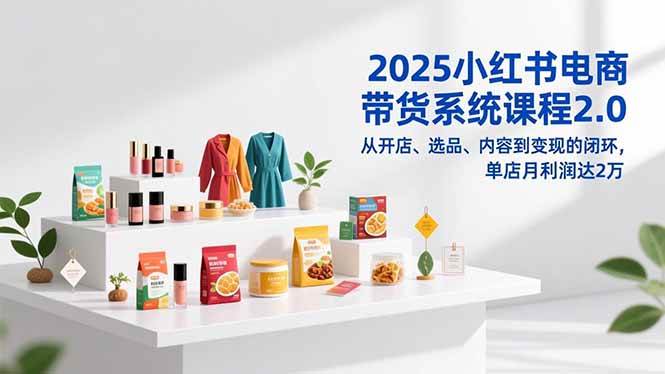 (16880期)2025小红书电商带货系统课程2.0,从开店、选品、内容到变现的闭环,单店月利润达2万