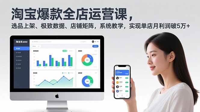 (16928期)淘宝爆款全店运营课2.0,选品上架、极致数据、店铺矩阵,系统教学,实现单店月利润破5万+-九才资源网