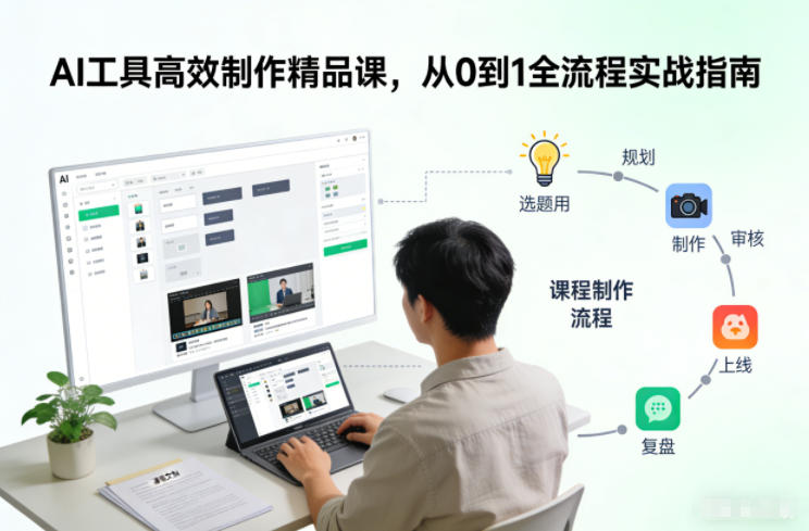 AI工具高效制作精品课,从0到1全流程实战指南-九才资源网