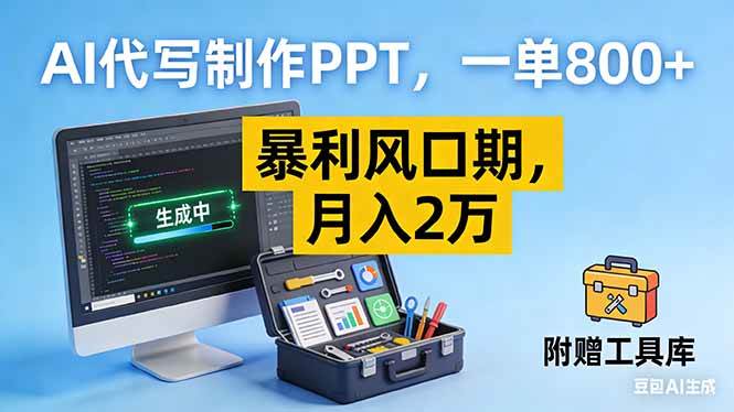 (16967期)AI代写制作PPT,一单800+, 暴利风口期,月入2万【附工具】