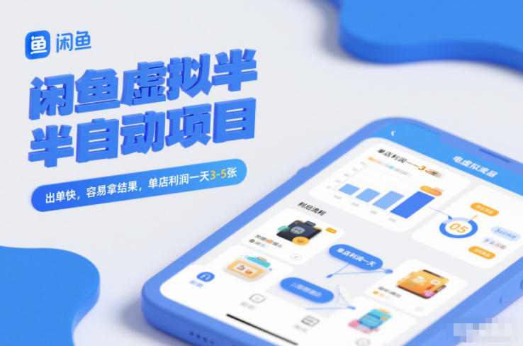 闲鱼虚拟半自动项目,出单快,容易拿结果,单店利润一天3-5张-九才资源网
