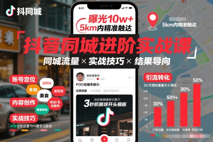 抖音同城进阶实战课,助你同城流量拿到结果-九才资源网