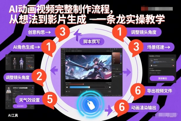 AI动画视频完整制作流程,从想法到影片生成一条龙实操教学-九才资源网