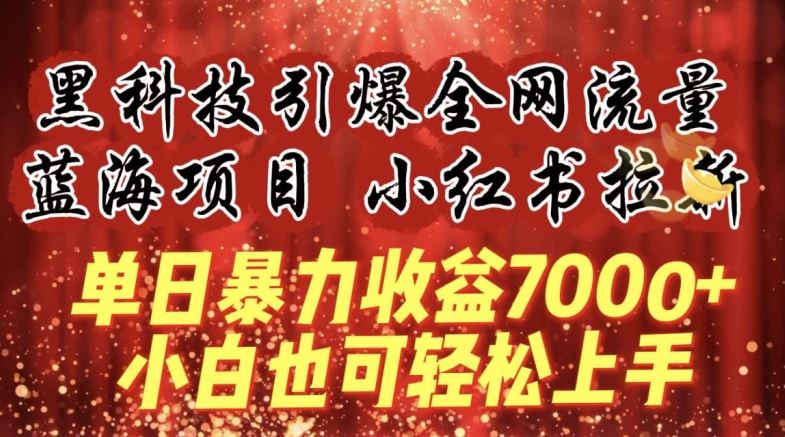 蓝海项目!黑科技引爆全网流量小红书拉新，单日暴力收益7000+，小白也能轻松上手【揭秘】-九才资源网