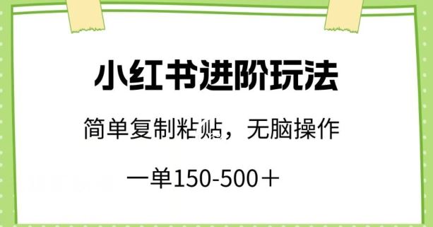 小红书进阶玩法，一单150-500+，简单复制粘贴，小白也能轻松上手【揭秘】-九才资源网