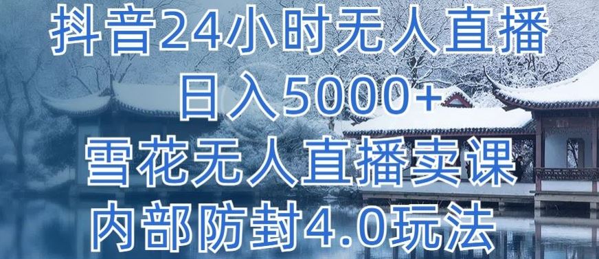 抖音24小时无人直播 日入5000+，雪花无人直播卖课，内部防封4.0玩法【揭秘】-九才资源网