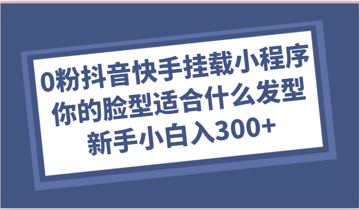 0粉抖音快手挂载小程序，你的脸型适合什么发型玩法，新手小白日入300+-九才资源网