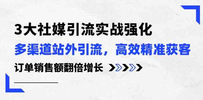 3大社媒引流实操强化，多渠道站外引流/高效精准获客/订单销售额翻倍增长-九才资源网