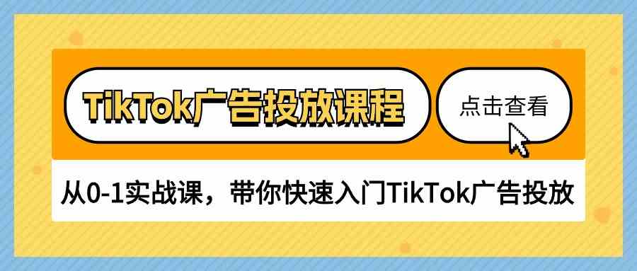 TikTok广告投放课程，从0-1实战课，带你快速入门TikTok广告投放（30节课）-九才资源网