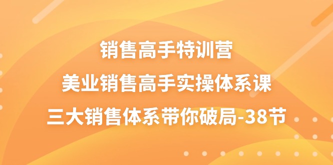 销售高手特训营，美业销售高手实操体系课，三大销售体系带你破局（38节）-九才资源网