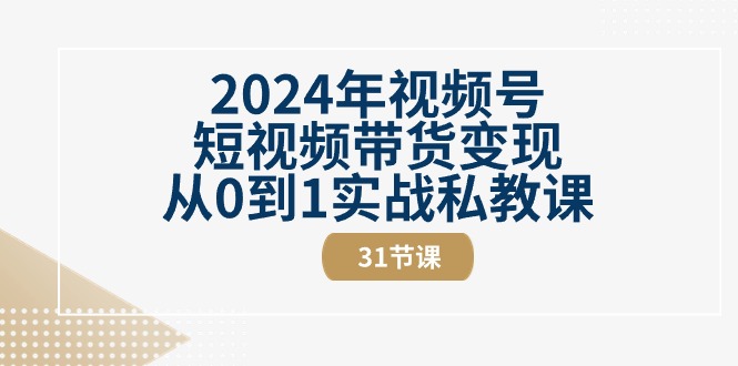2024年视频号短视频带货变现从0到1实战私教课（30节视频课）-九才资源网
