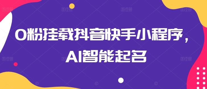 0粉挂载抖音快手小程序，AI智能起名-九才资源网