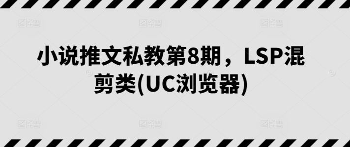 小说推文私教第8期，LSP混剪类(UC浏览器)-九才资源网