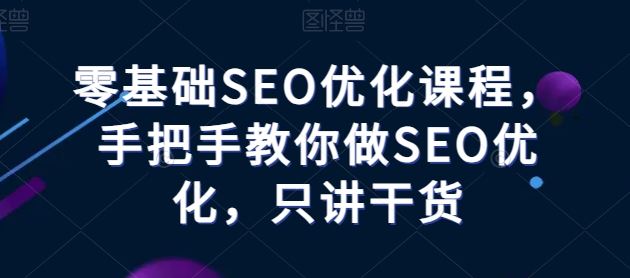 零基础SEO优化课程，手把手教你做SEO优化，只讲干货-九才资源网