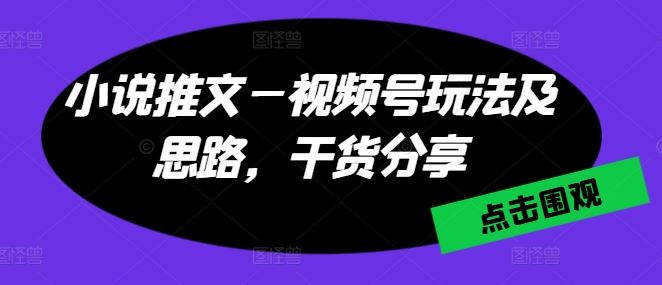 小说推文—视频号玩法及思路，干货分享-九才资源网