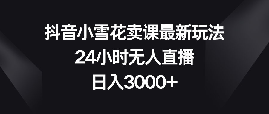 （8322期）抖音小雪花卖课最新玩法，24小时无人直播，日入3000+-九才资源网