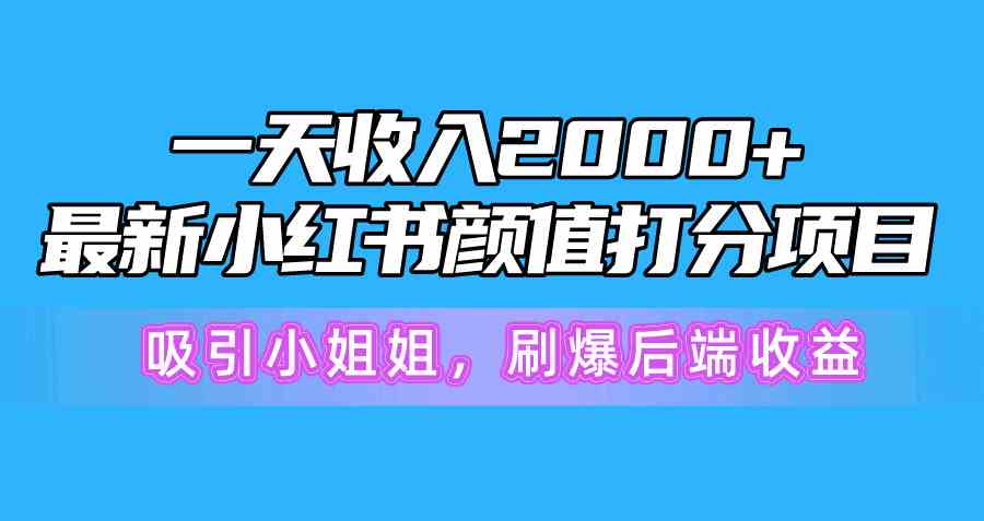 （10187期）一天收入2000+，最新小红书颜值打分项目，吸引小姐姐，刷爆后端收益-九才资源网