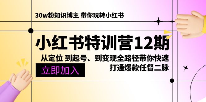 （10666期）小红书特训营12期：从定位 到起号、到变现全路径带你快速打通爆款任督二脉-九才资源网