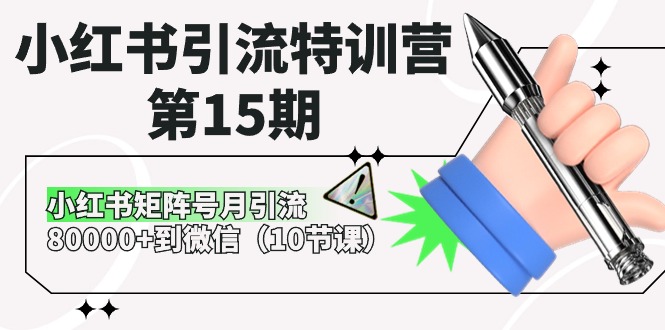 （10537期）小红书引流特训营-第15期，小红书矩阵号月引流80000+到微信（10节课）-九才资源网