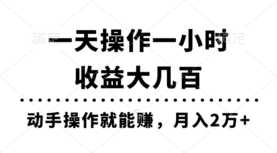 （11263期）一天操作一小时，收益大几百，动手操作就能赚，月入2万+教学-九才资源网