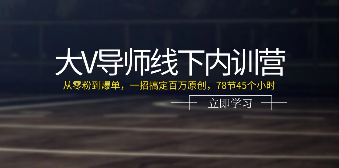 （11261期）大V导师线下内训营：从零粉到爆单，一招搞定百万原创，78节45个小时-九才资源网