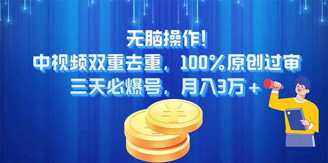 （11353期）无脑操作!中视频双重去重，100%原创过审，三天必爆号，月入3万+-九才资源网