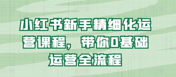小红书新手精细化运营课程，带你0基础运营全流程-九才资源网