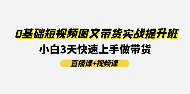 0基础短视频图文带货实战提升班，小白3天快速上手做带货(直播课+视频课)-九才资源网
